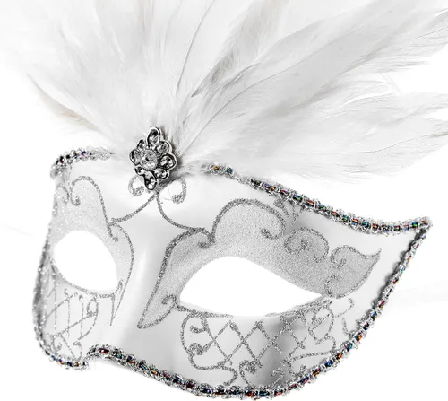 Vista 2 de ILOVEMASKS - Máscara de mascarada de plata de guerrero romano