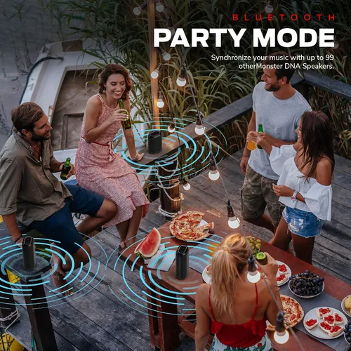 Vista 5 de Monster DNA Max - Altavoz Bluetooth portátil, altavoz portátil con sonido de 360 graves y almohadilla de carga inalámbrica certificada Qi de 10 W