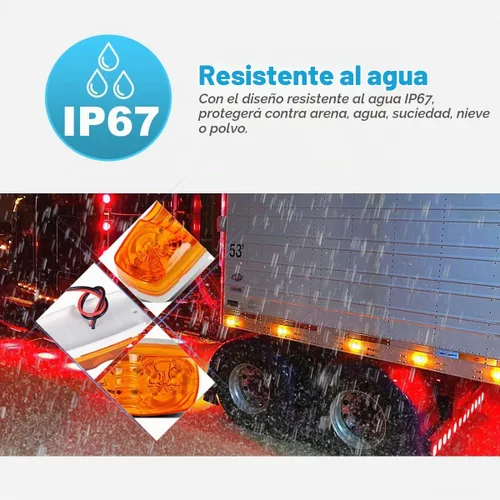 Vista 3 de Partsam 5 piezas de luz de marcador LED ámbar de 10 LED, doble diana, [aprobadas por el DOT] luces de distancia rectangulares de 12V para remolque