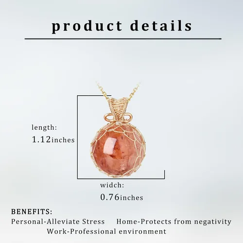 Vista 3 de ZPMMPZ Collar con colgante ovalado envuelto en alambre de cristal, collar de piedra curativa de Reiki natural, regalo para mujeres y niñas