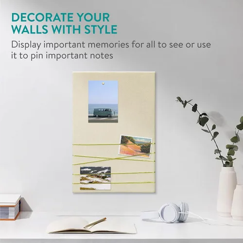 Vista 2 de Navaris Tablón de anuncios de tela, 12 x 17 pulgadas, tablero de memoria de terciopelo para pared para mostrar collages de fotos, imágenes, notas