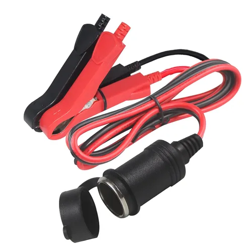 Vista 2 de Adaptador de encendedor de cigarrillos Abrazadera de batería 3 pies 16 AWG Alligator Clips a Femenino Coche Negro+rojo 3FT 16AWG