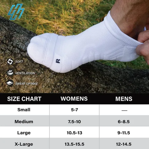 Vista 6 de Hylaea Calcetines deportivos para correr con cojín acolchado que absorbe la humedad corte bajo
