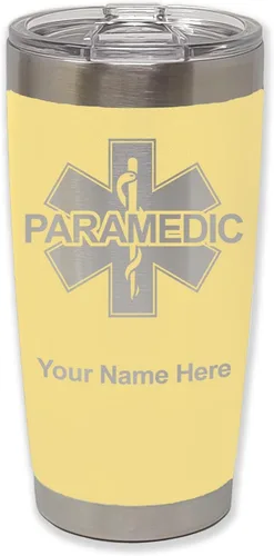 Vista 13 de LaserGram Vaso aislado al vacío de 20 onzas, paramédico, grabado personalizado incluido (negro) Engraved Gift for Paramedics, Vacuum Insulated