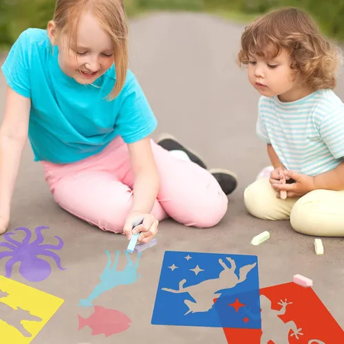 Vista 5 de 24 plantillas para niños de 3 a 5 años, coloridos animales grandes para dibujar en la pared, decoración del hogar, 8 x 8 pulgadas (estilo clásico)