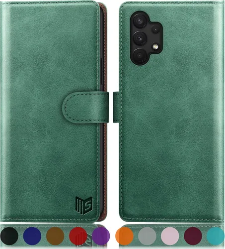 Vista 13 de SUANPOT Funda tipo cartera para Samsung Galaxy A13 5G con bloqueo RFID, tarjetero de crédito, funda protectora de piel sintética con tapa para Negro