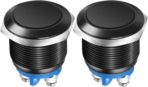 Vista 10 de Gebildet 4 piezas Interruptor de botón de cierre de 12 mm con cabeza elevada, cable de aleación de aluminio 1NO 12V 24V 36V 110V 250V Impermeable