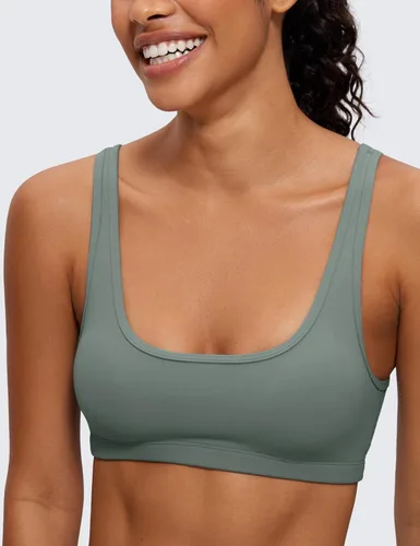 Vista 17 de CRZ YOGA Butterluxe - Mini brasier para mujer, cuello redondo, de bajo impacto, inalámbrico, deportivo, yoga, acolchado, para entrenamiento