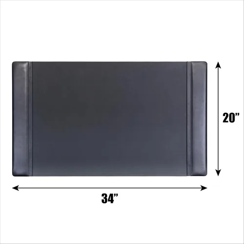 Vista 10 de DACASSO Tapete clásico de cuero para escritorio con rieles laterales - Secante de escritorio de cuero de lujo para escribir - Protector acolchado