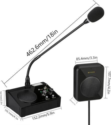 Vista 7 de Retekess TW106 Intercomunicador de ventana, sistema de intercomunicación para empresas para negocios, escuela, hospital, tienda, altavoz, soporte