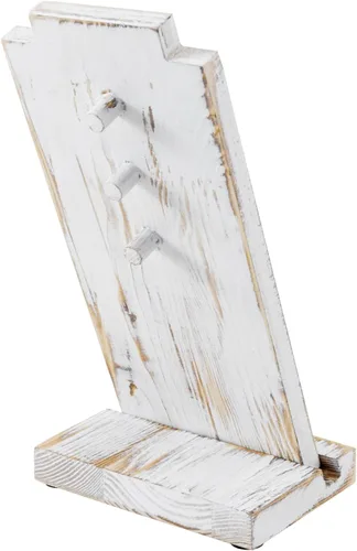 Vista 7 de MyGift Shabby Chic - Soporte de caballete de madera maciza lavada blanca con tabla y base desmontables, soporte de joyería de busto ajustable