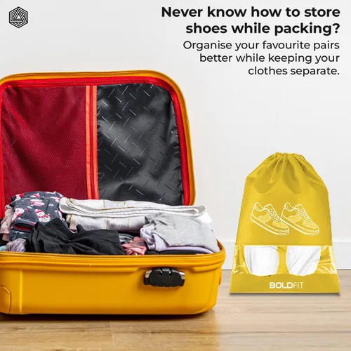 Vista 3 de Boldfit Bolsas de zapatos para artículos esenciales de viaje, fundas portátiles para almacenamiento de zapatos a prueba de polvo para embalaje