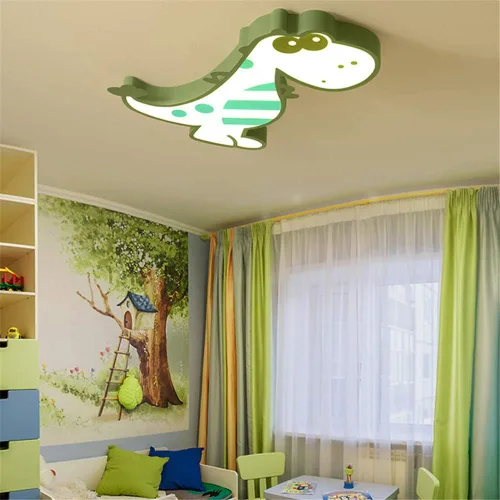 Vista 5 de RUNNUP Lámpara de techo LED de dinosaurio creativa, lámpara de techo empotrada para dormitorio de niños, decoración moderna, lámpara colgante