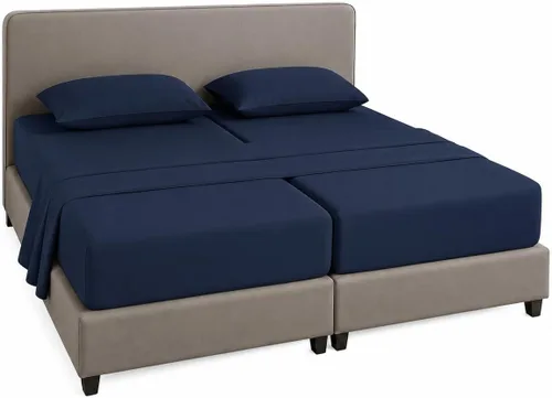 Vista 18 de KRISHNA Juego de sábanas divididas tamaño Queen de 5 piezas para camas ajustables, 100% algodón egipcio, ropa de cama de lujo de calidad de hotel