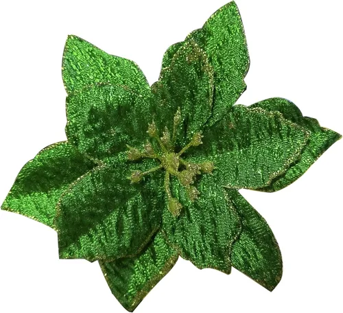 Vista 2 de YYCRAFT 12 flores artificiales de seda brillante con purpurina para decoración de árbol de Navidad (plata, 8 pulgadas)