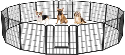 Vista 14 de Yaheetech - Corralito para perros con paneles anchos, 6 paneles de 24 pulgadas de alto con puerta, cerca portátil para interiores y exteriores