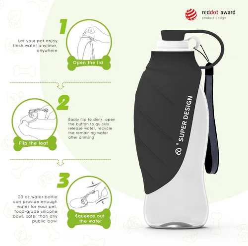 Vista 2 de SUPERDESIGN Botella de agua para perro, botella de agua portátil para perros pequeños a grandes, botella de agua de viaje para perros a prueba