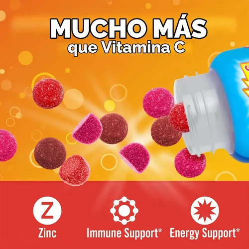 Vista 2 de Emergen-C Kidz - Suplementos dietéticos diarios de apoyo inmunológico, gomitas saborizadas con vitamina C y vitaminas B para apoyo inmunológico