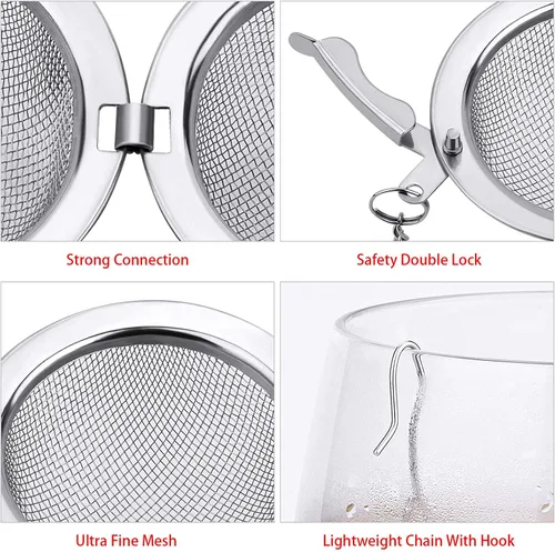 Vista 3 de Paquete de 12 bolas de té de acero inoxidable para té suelto, infusor