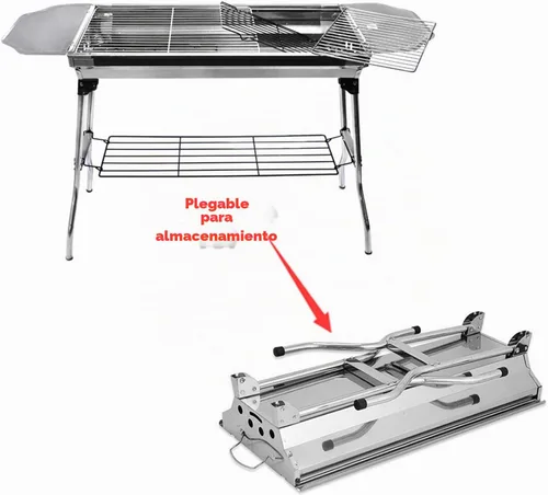 Vista 4 de Al aire libre Campling Refinado Estable Version-2.0 Barbacoa plegable portátil Barbacoa de carbón Estufa Shish Kebab Acero inoxidable BBQ Patio Fold