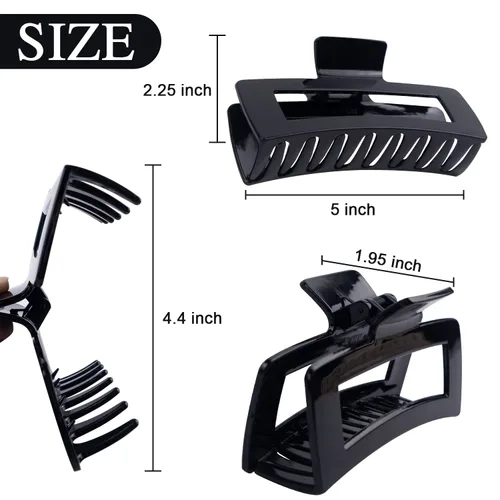 Vista 5 de Paquete de 4 pinzas para cabello extra grandes para mujeres, pinzas brillantes de sujeción fuerte de 5 pulgadas para cabello grueso y largo, clips