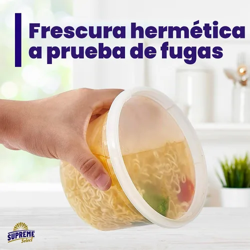 Vista 3 de Recipientes de almacenamiento de plástico con tapas [24 juegos] de 8 onzas – Contenedores de alimentos reutilizables para el hogar y los negocios