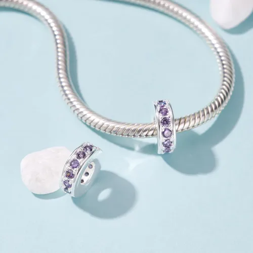 Vista 12 de 925 plata esterlina espaciador encanto grano con CZ transparente para pulseras Pandora Charms