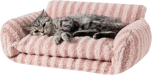 Vista 27 de Hollypet Cama para gatos, mullida, multifuncional, de doble capa, suave para mascotas, sofá ortopédico para gatos y perros pequeños, color beige