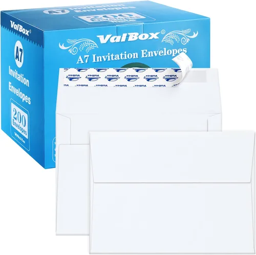 Vista 8 de ValBox 200 sobres de invitación tamaño A7, 5 x 7, sobres de papel kraft marrón de 120 g/m², autoadhesivos, para tarjetas de 5 x 7, para bodas