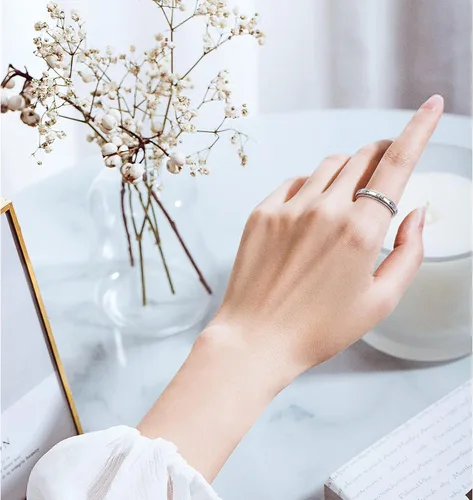 Vista 3 de Anillo giratorio de plata de ley S925 para aliviar la ansiedad y la preocupación, anillo inspirador para aliviar el aburrimiento y el autismo