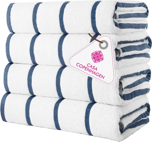 Vista 74 de CASA COPENHAGEN Exotic - Juego de 6 toallas de diseño de 100% algodón egipcio, color azul aguamarina, 550 GSM, 2 toallas de baño, 2 toallas de baño