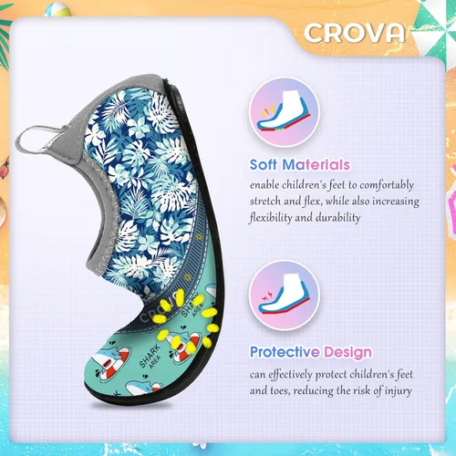 Vista 4 de CROVA Zapatos de agua para niños pequeños, calcetines acuáticos de secado rápido, antideslizantes, zapatos deportivos para niños y niñas pequeños