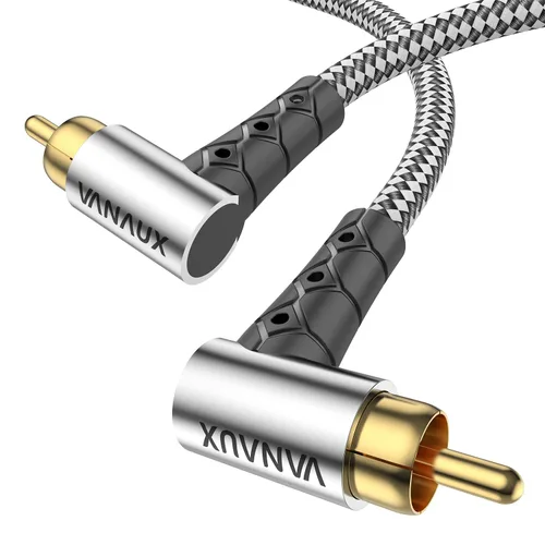 Vista 8 de VANAUX Cable de graves de 90 grados, cable de audio RCA a RCA premium, (conectores chapados en oro) ideal para espacios reducidos, cine en casa