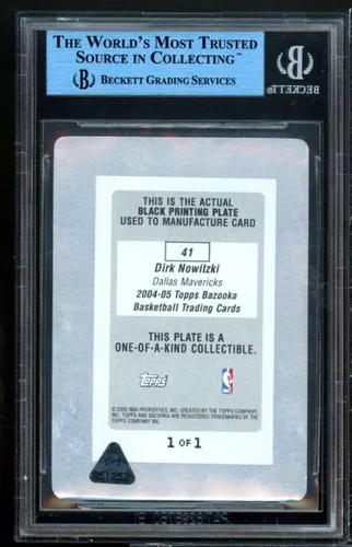 Vista 2 de Dirk Nowitzki Card 2004-05 Bazooka Press Plates Black (1/1) BGS Authentic