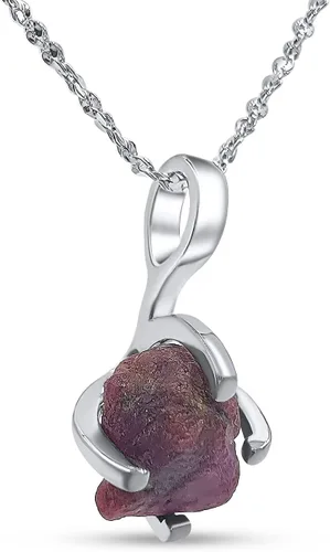 Vista 37 de Collar de cadena con colgante de piedra preciosa natural en bruto con oro blanco sobre plata de ley 925, piedra natal delicado regalo solitario