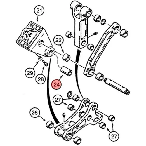 Vista 2 de RAParts D127168 - Buje pivote de brazo a acoplador para modelos Case-IH 580K y 580L