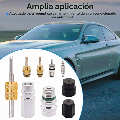 Vista 6 de TWTADE 19 piezas Kit de núcleo de válvula de aire acondicionado - Núcleos de vástago de válvula Schrader con sello de teflón R12 R134a para aire