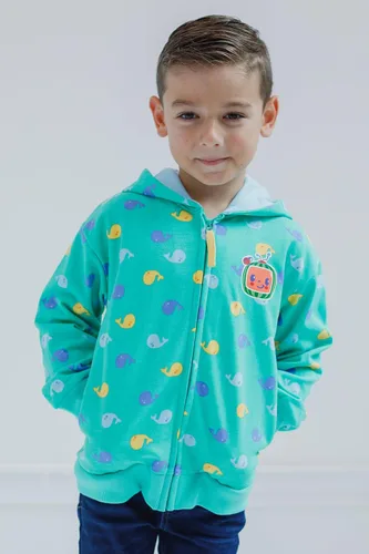Vista 4 de CoComelon Sudadera con capucha de forro polar con cremallera para bebés y niños