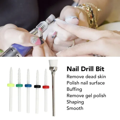 Vista 2 de Juego de 6 brocas para uñas, juego de 6 brocas de uñas de cerámica para salón de manicura y pedicura