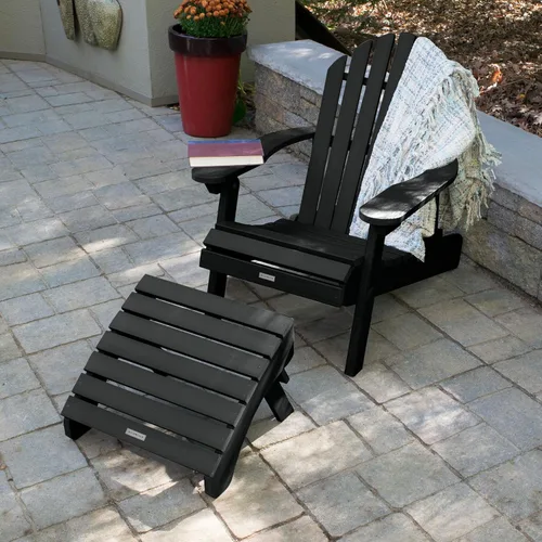 Vista 4 de highwood AD-KITCHL1-BKE Hamilton Silla Adirondack plegable y reclinable con otomana, color negro