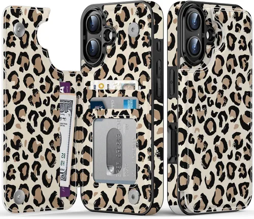 Vista 197 de LETO para iPhone 15 Pro Funda tipo cartera - Tapa tipo folio con patada - Diseños de moda - Tarjetero - Funda protectora para mujeres y niñas - 6.1