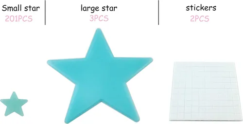 Vista 4 de 204 calcomanías de pared de plástico noctilucente fluorescente que brillan en la oscuridad, estrellas luminosas para el hogar, techo, pared