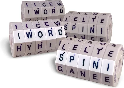 Vista 5 de Geospace Word Spin Deluxe Family Edition para adultos y niños – El galardonado juego de palabras magnético con 20 ruedas giratorias magnéticas
