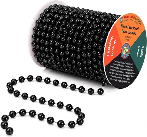 Vista 24 de Mandala Crafts Cadena de guirnalda de perlas negras de imitación de 0.157 Negro