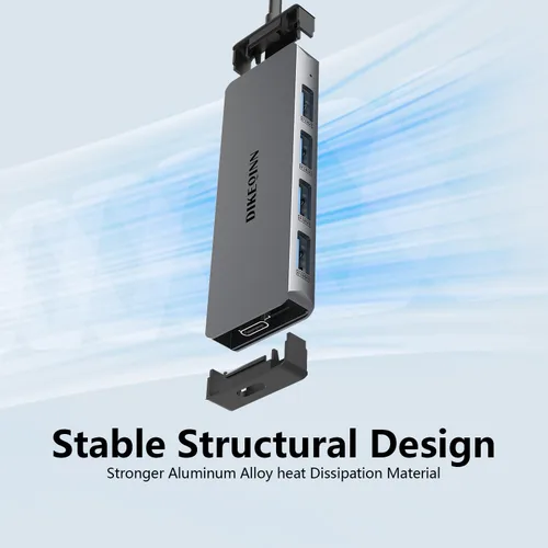 Vista 6 de Concentrador USB 3.0, 4 puertos con puerto de alimentación USB-C, concentrador de datos de alta velocidad y extensor para laptop, computadora