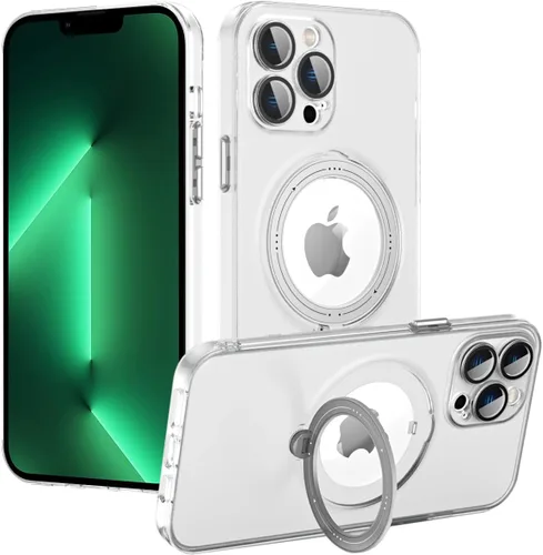Vista 14 de Funda para iPhone 12, compatible con MagSafe, con protector de lente de cámara y kiskstnad ligera y translúcida mate, borde suave, a prueba