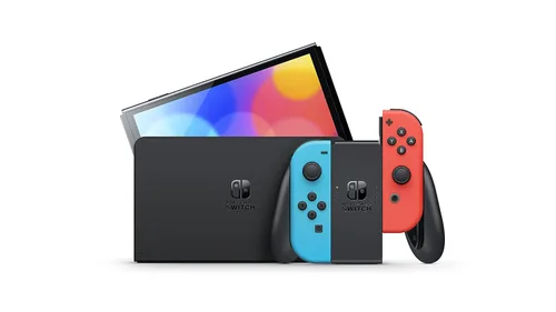 Vista 2 de Nintendo Switch OLED Model w Neon Red & Neon Blue Joy-Con (Renewed)