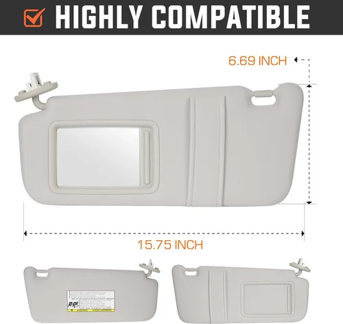 Vista 6 de Youxmoto para Toyota Venza Visera solar gris para conductor izquierdo y pasajero derecho, reemplazo para Toyota Venza 2009, 2010, 2011, 2012, 2013