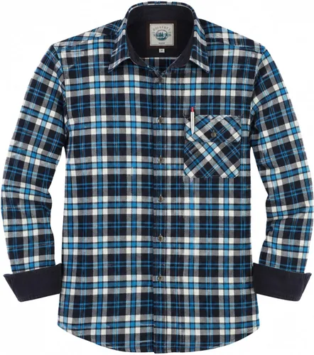 Vista 33 de Gioberti - Camisa a cuadros de franela cepillada de 100% algodón para hombre con contraste de pana Carbón vegetal