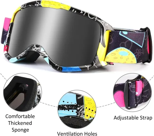 Vista 2 de Gafas de esquí para niños, con correa antideslizante, gafas de snowboard